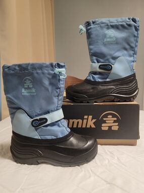 Kamik Kids Waterproof Snow Boots - Blue & Black